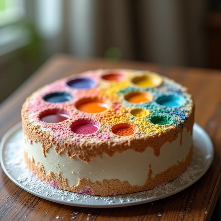 Bolo esculpido com tema de hobbies (pintura).