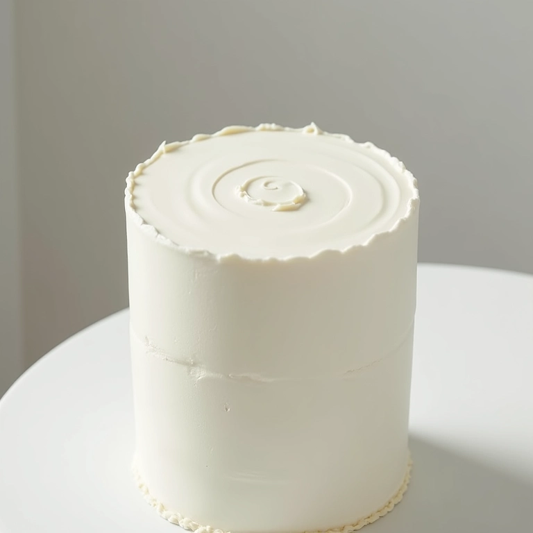 Bolo minimalista com linhas limpas e cobertura branca, transmitindo elegância.