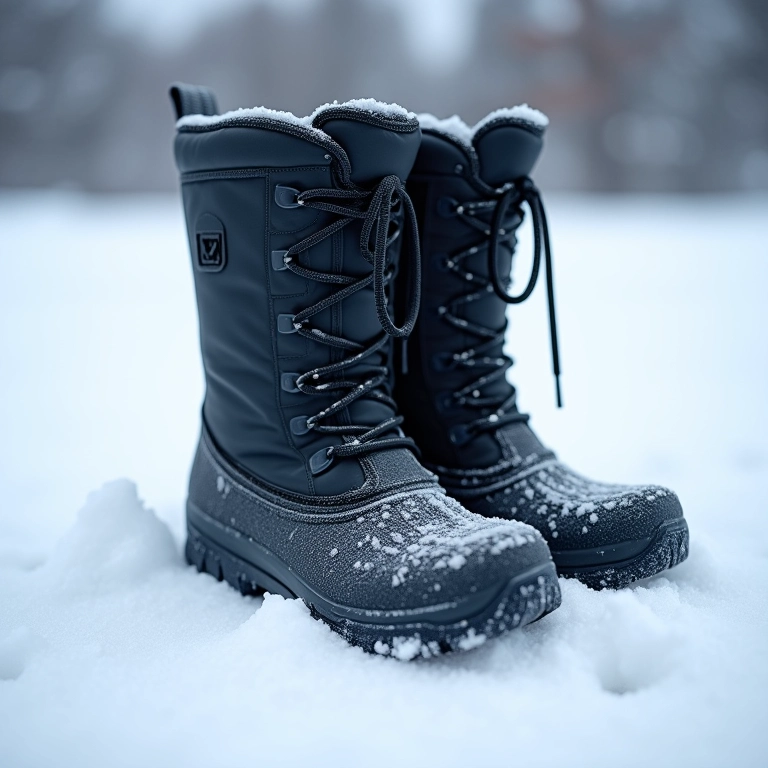 Botas de neve impermeáveis e resistentes para o inverno rigoroso.
