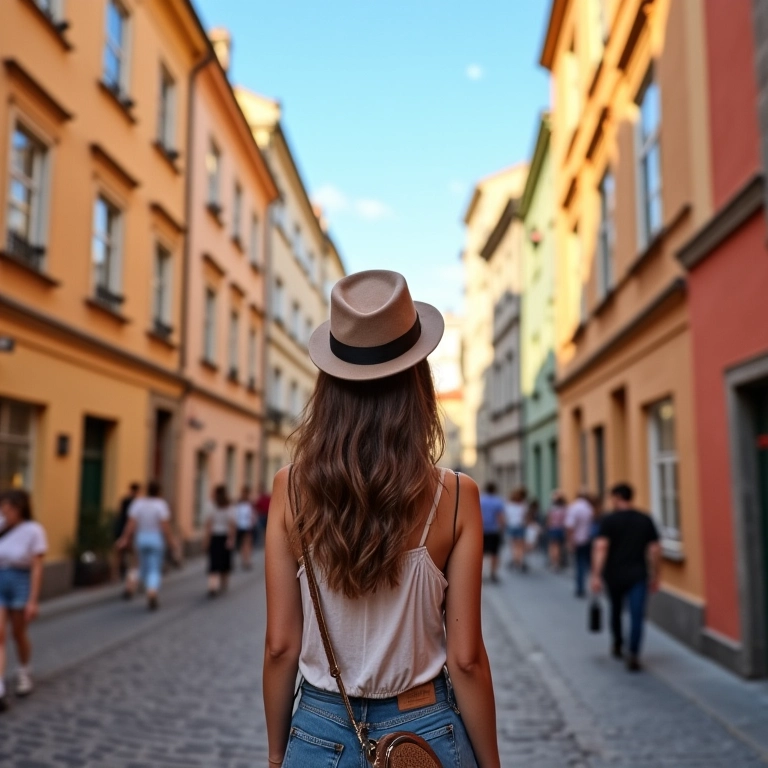 Brasileira explorando as ruas de Praga, República Tcheca.