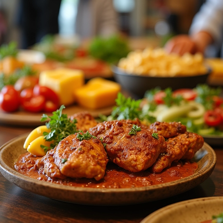 Buffet variado com gastronomia brasileira em resort all-inclusive.