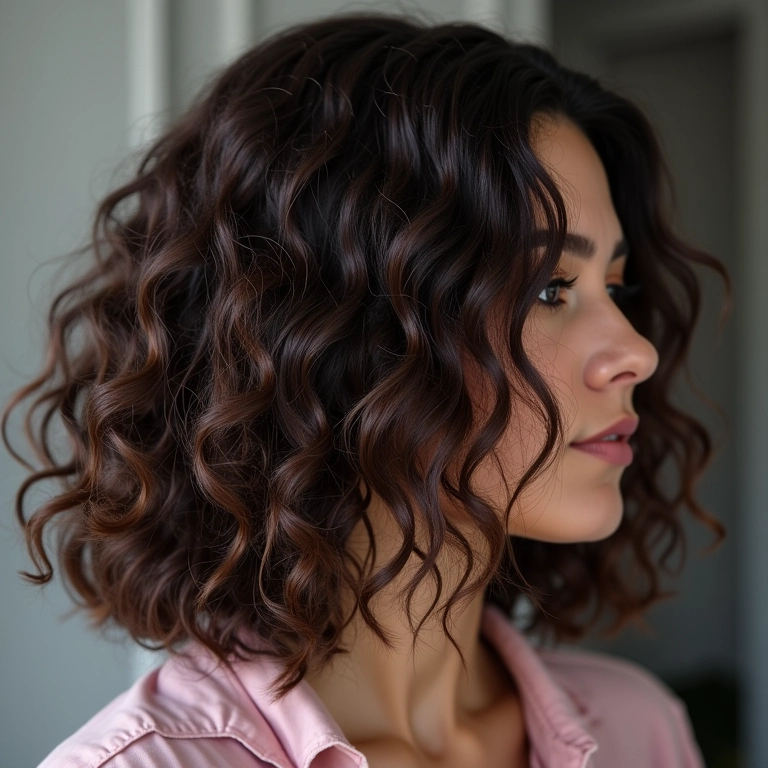 Cabelo 2B com acúmulo de produto devido a óleos pesados.