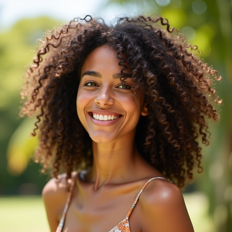 Cabelo cacheado e crespo hidratado após tratamento com botox capilar.