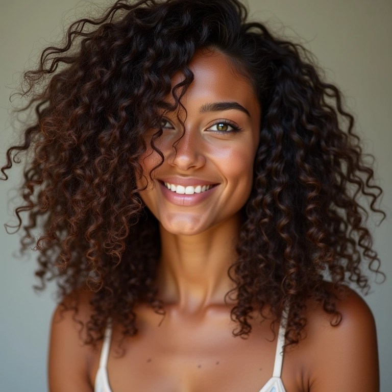 Cabelo cacheado recebendo leave-in para nutrição e definição.