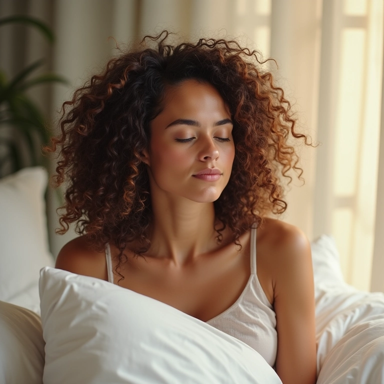 Cabelo cacheado sem frizz após usar fronha de cetim.