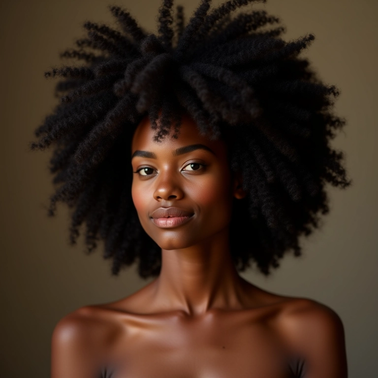 Cabelo crespo sendo estilizado com leave-in para hidratação e força.