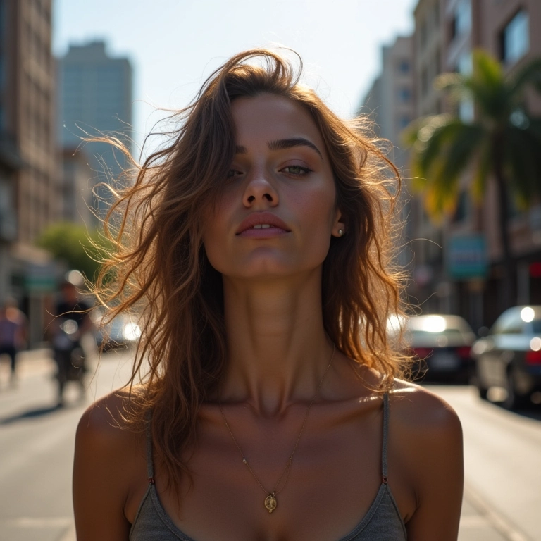 Cabelo danificado pela exposição ao sol e poluição.