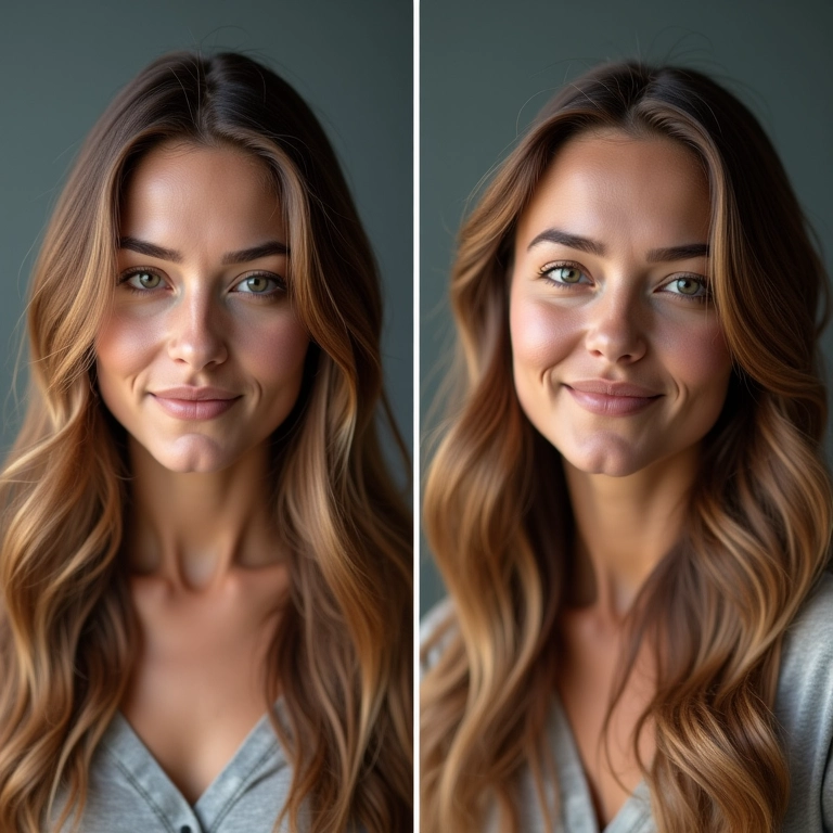 Cabelo danificado por químicas vs cabelo saudável.