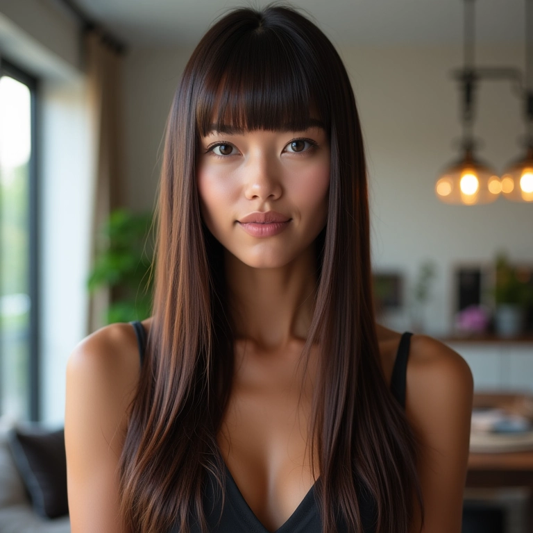 Cabelo liso e brilhante com produtos low poo.