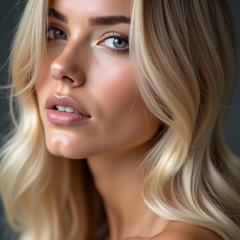 Cabelo loiro com química bem cuidado e hidratado.