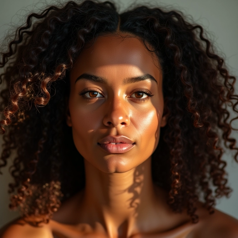 Cabelo reconstruído, brilhante e saudável de mulher brasileira.