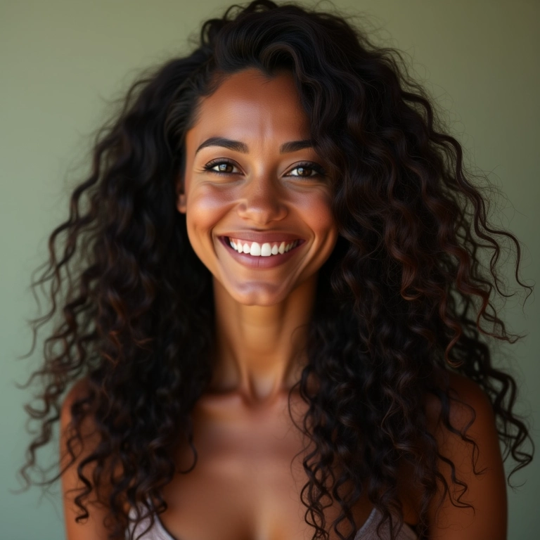 Cabelo saudável e volumoso de mulher brasileira, representando a força e prevenção da queda capilar.