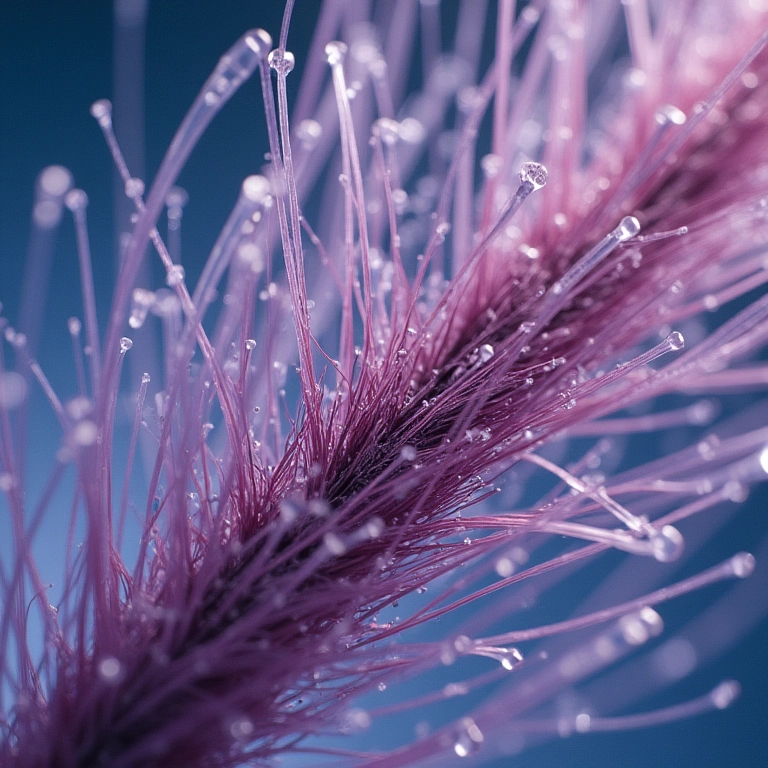 Cabelo seco e cabelo hidratado sob microscópio.