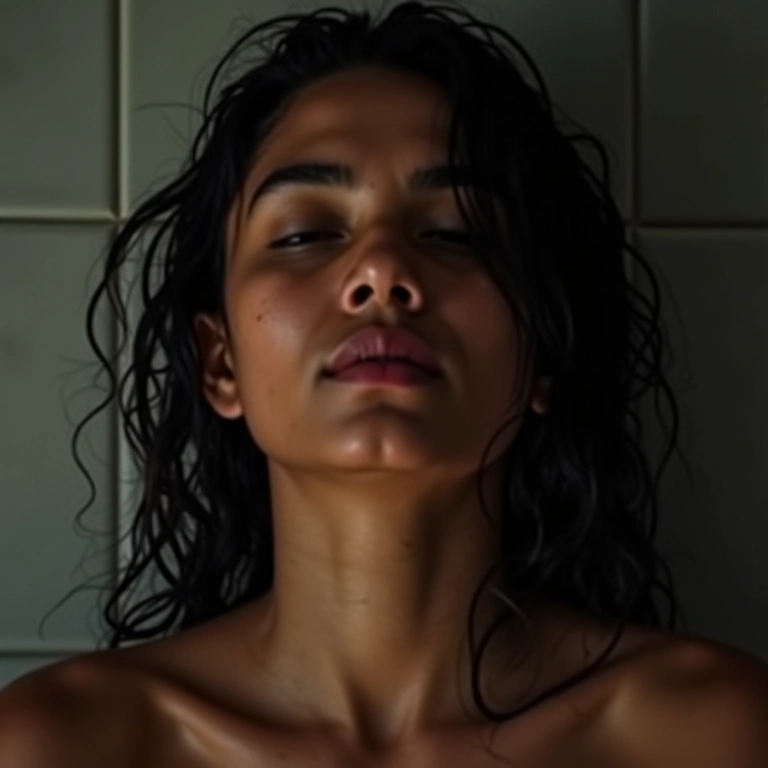 Cabelos caindo durante o banho, ilustrando a queda de cabelo pós-covid.