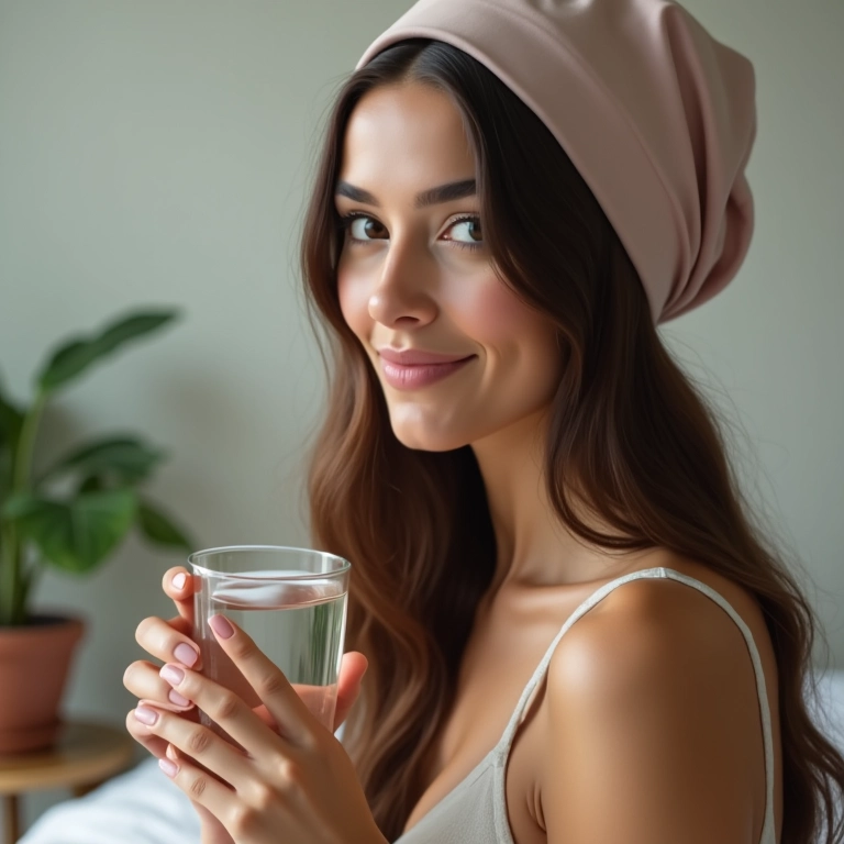 Cabelos hidratados por mais tempo com o uso da touca de cetim durante a noite.