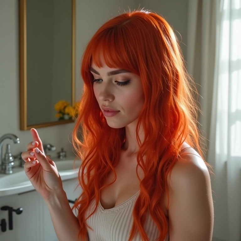 Cabelos ruivos vibrantes com tonalizante.