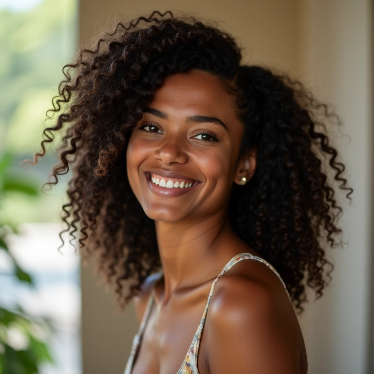 Cachos soltos e naturais após a técnica twist out, exibindo leveza e movimento.