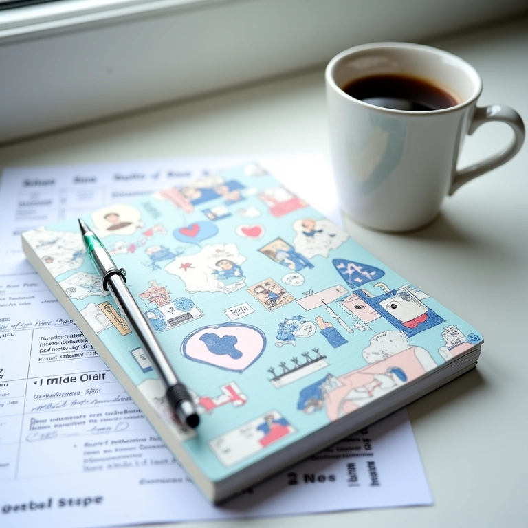 Caderno de anotações decorado para enfermeiras.