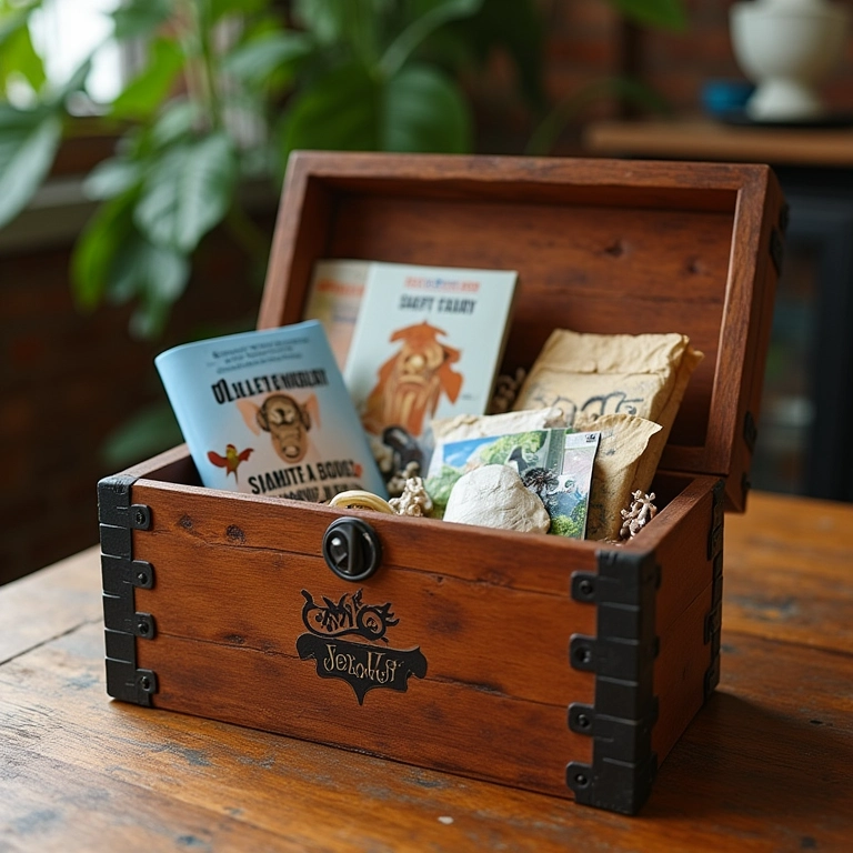 Caixa de memórias artesanal, tesouro de momentos especiais para pais.
