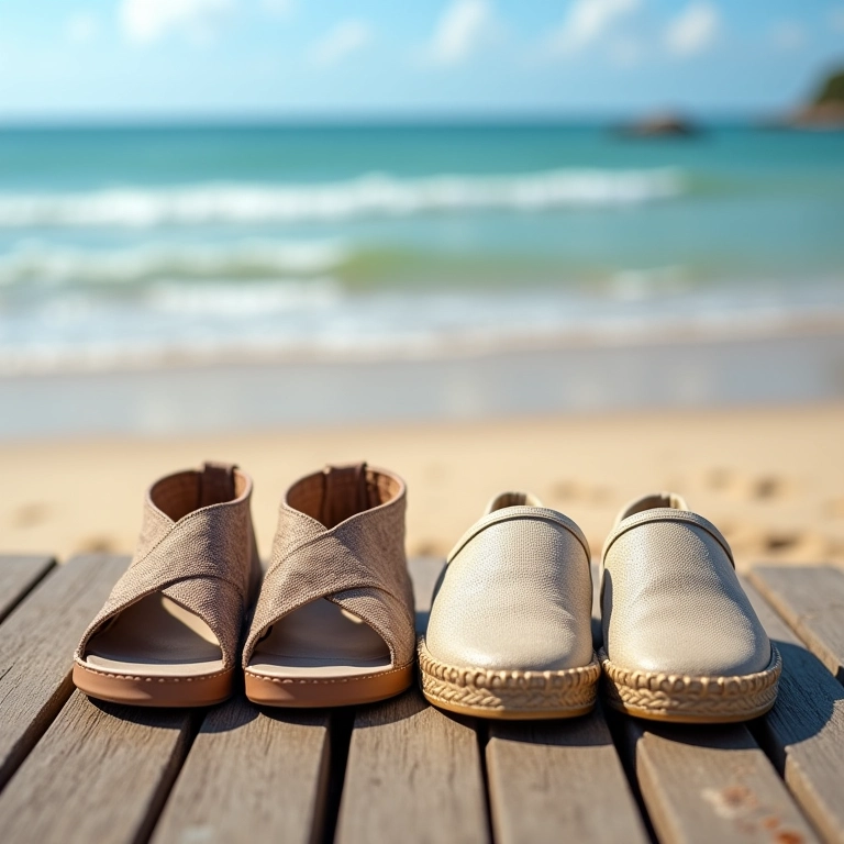 Calçados confortáveis e práticos para usar na praia.