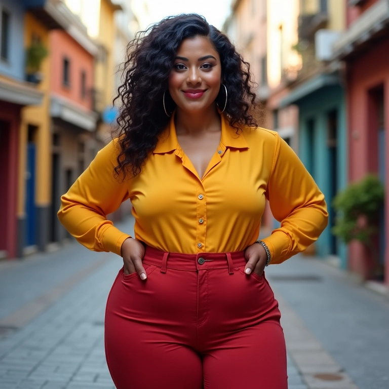 Calças de cintura alta modelando a silhueta feminina.