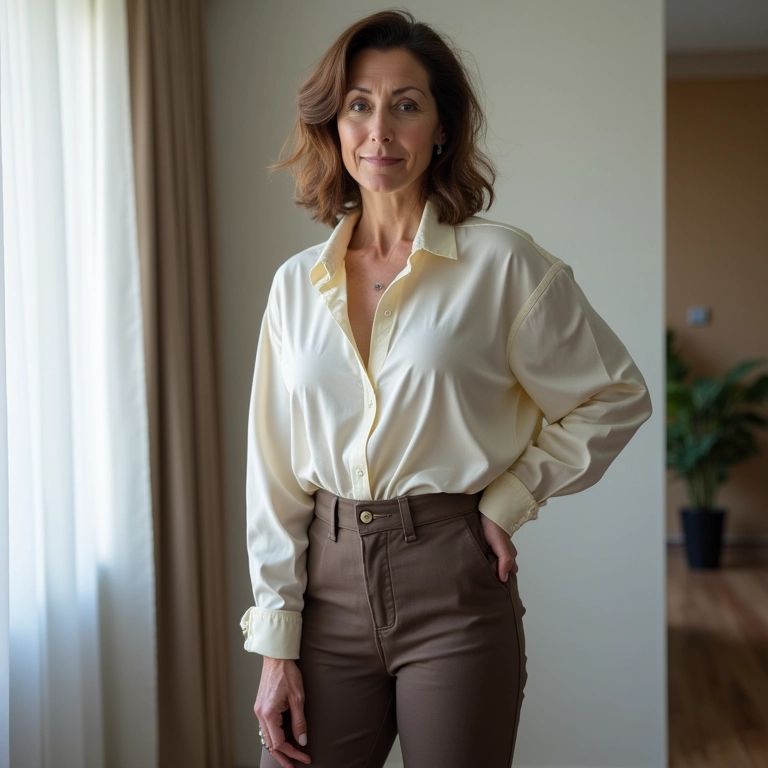 Calças de cintura alta valorizam a silhueta feminina.