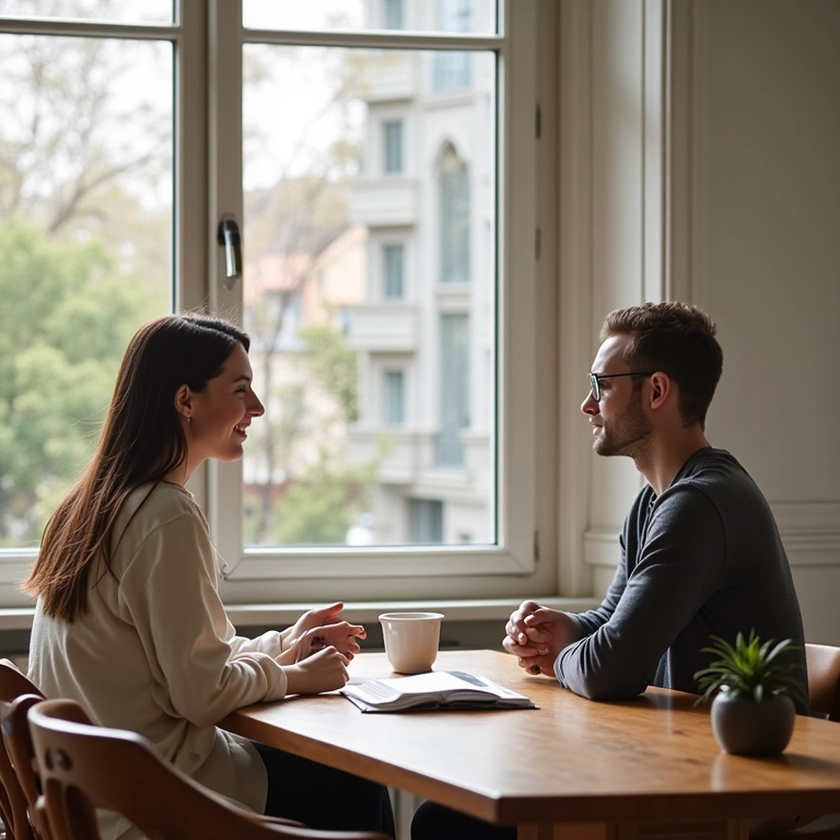Calendário com regras de gastos marcadas, casal em discussão
