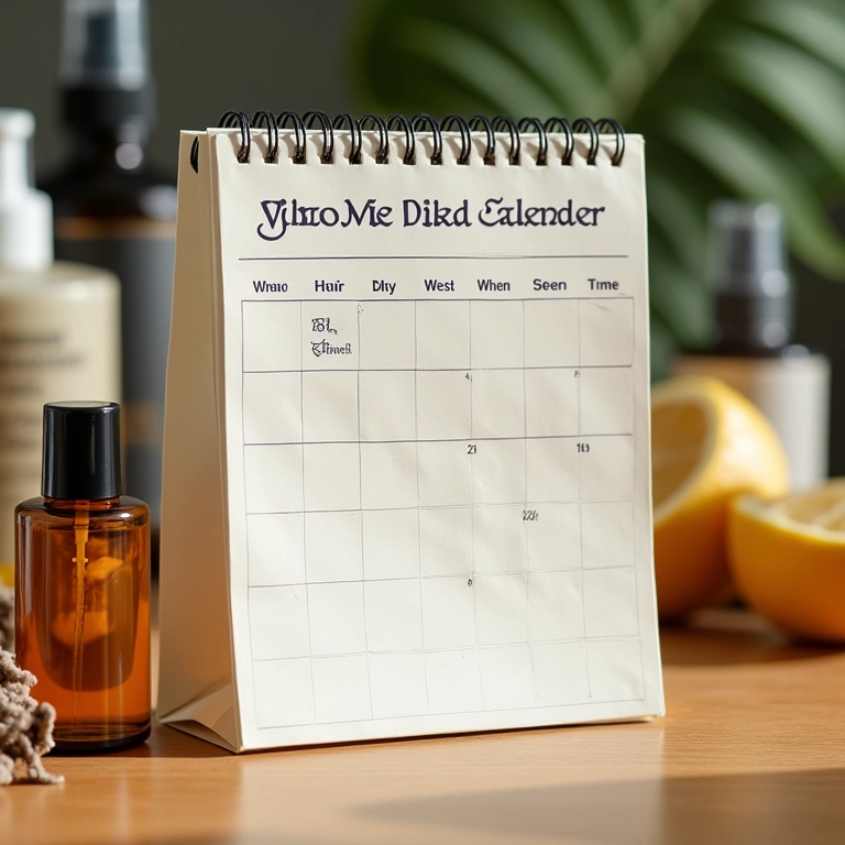 Calendário marcando datas de umectação capilar.