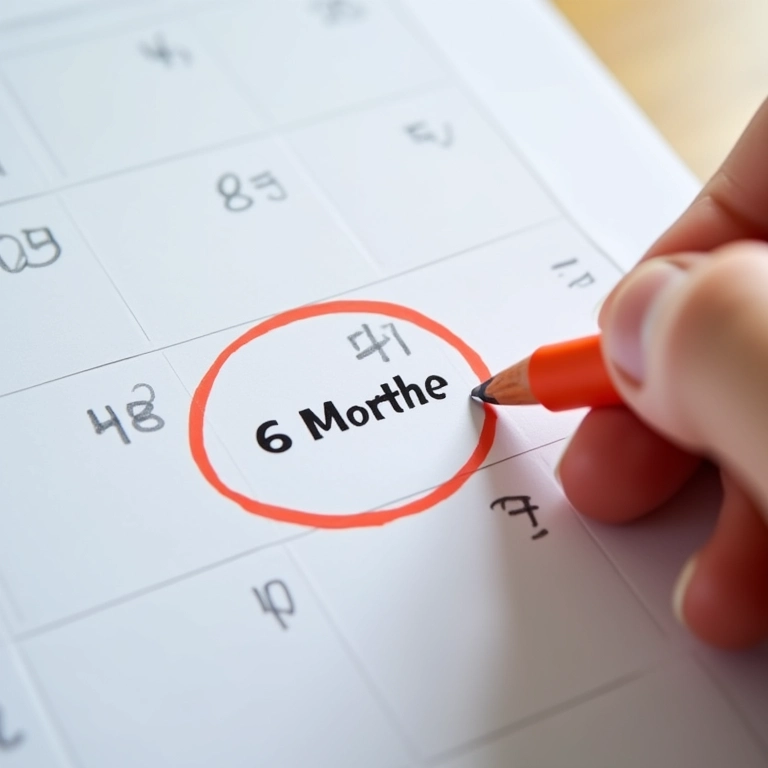 Calendário marcando o início da introdução alimentar aos 6 meses.