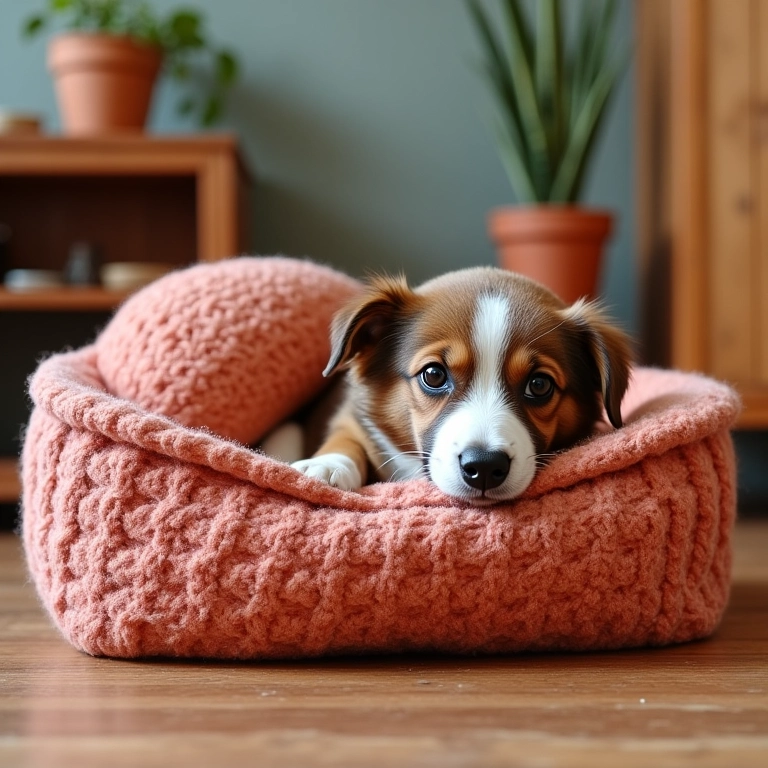Cama aconchegante para pet feita com materiais reciclados.