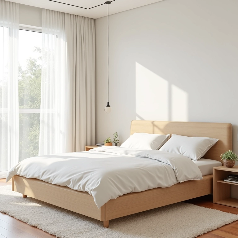 Cama box sendo movida facilmente para limpeza do quarto.