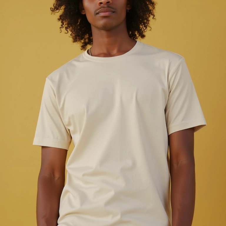 Camiseta básica neutra combinada em look agênero.