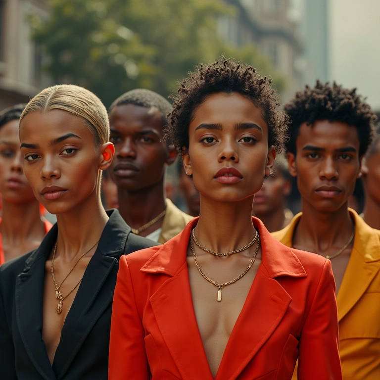 Campanha publicitária da Gucci na era Tom Ford, com modelos diversos.