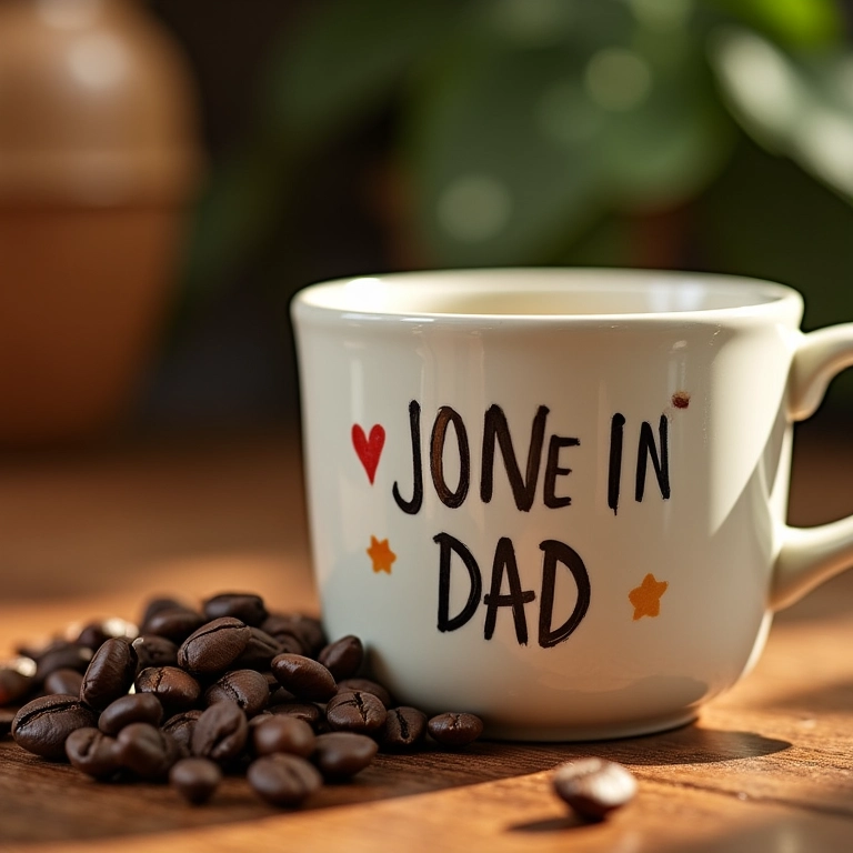 Caneca decorada artesanalmente com mensagem carinhosa para o Dia dos Pais.