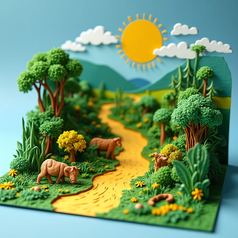 Cartão pop-up artesanal com paisagem brasileira, surpresa para o Dia dos Pais.