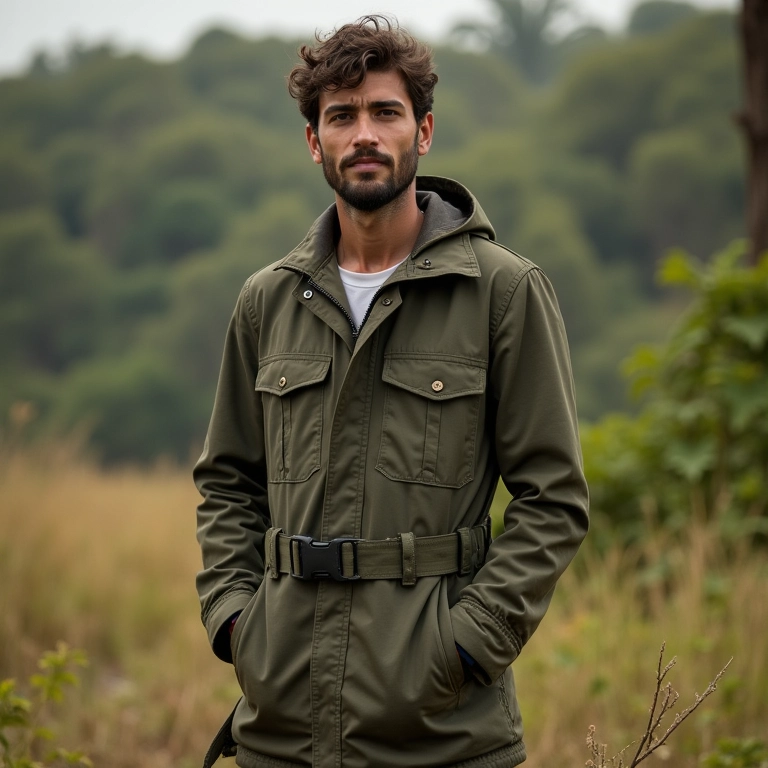 Casaco utilitário em ambiente externo no Brasil, unindo praticidade e estilo.