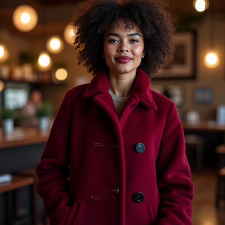 Casaco vermelho borgonha: elegância e paixão no inverno.
