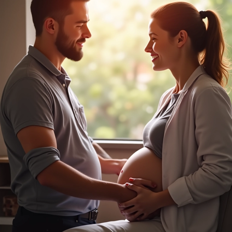 Casal aguardando resultado de exame de sexagem fetal com médico.