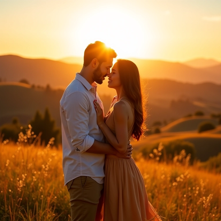 Casal apaixonado em Santa Catarina, aproveitando o romance em meio à natureza exuberante.