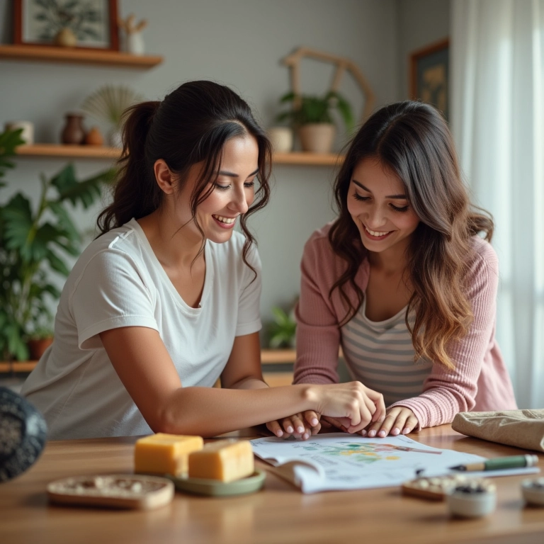 Casal organizando tarefas domésticas, trabalho em equipe.