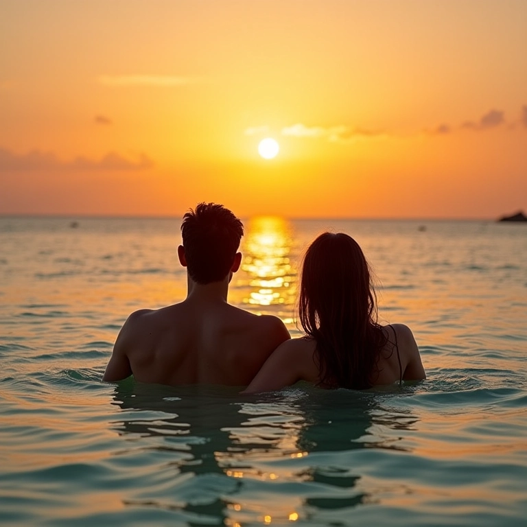 Casal relaxando na Praia do Amor em Pipa, Rio Grande do Norte.