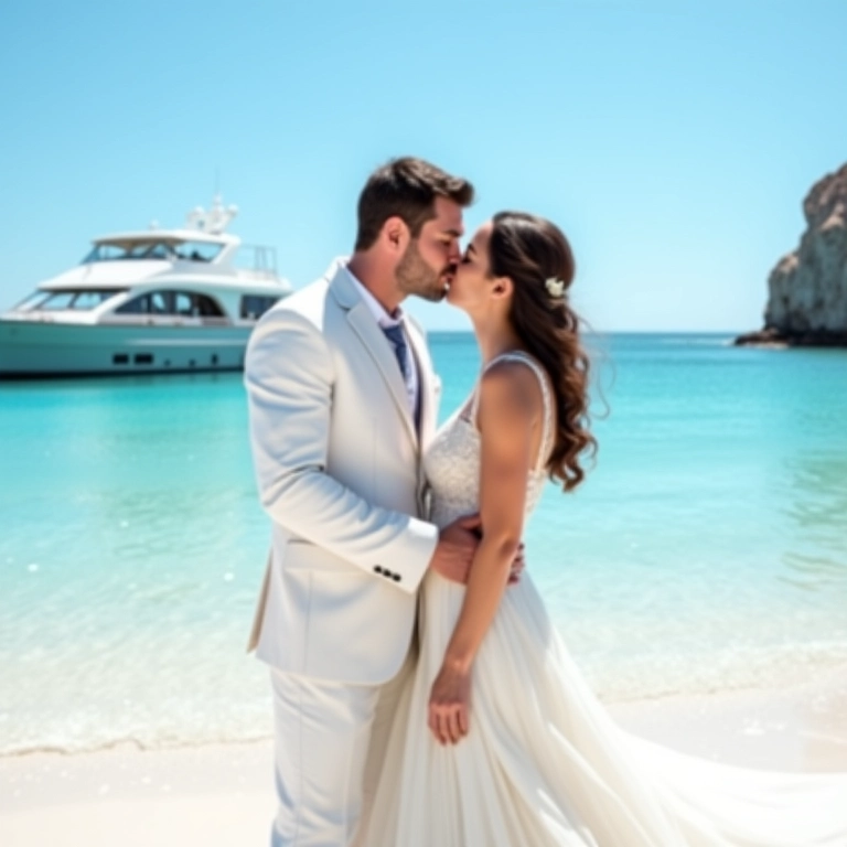 Casamento em Arraial do Cabo, praia de areia branca e água cristalina.