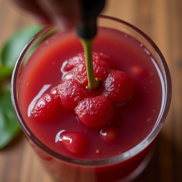 Chá de hibisco sendo despejado no couro cabeludo.