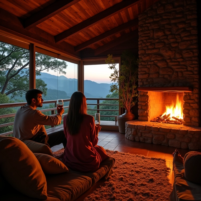 Chalé romântico em Monte Verde, Minas Gerais, com lareira.