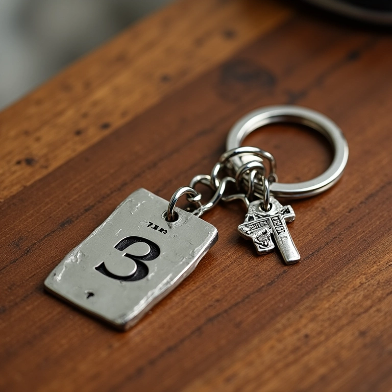 Chaveiro personalizado com fórmula estatística.