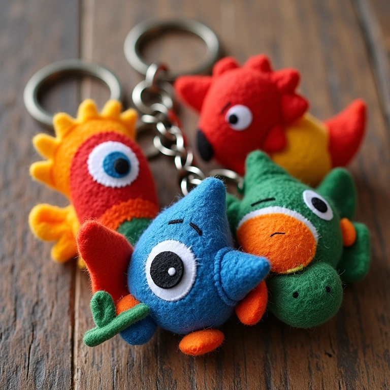 Chaveiros de feltro temáticos para celebrar momentos especiais.