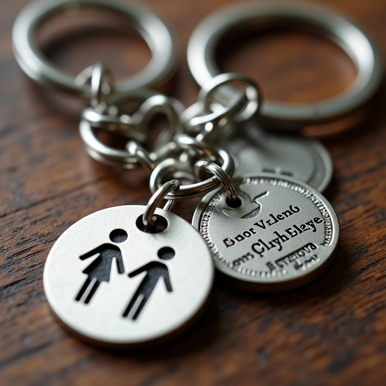 Chaveiros personalizados com símbolos da fisioterapia.