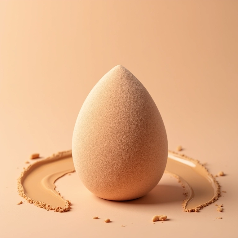 Close-up da textura aveludada de uma esponja de microfibra para maquiagem.