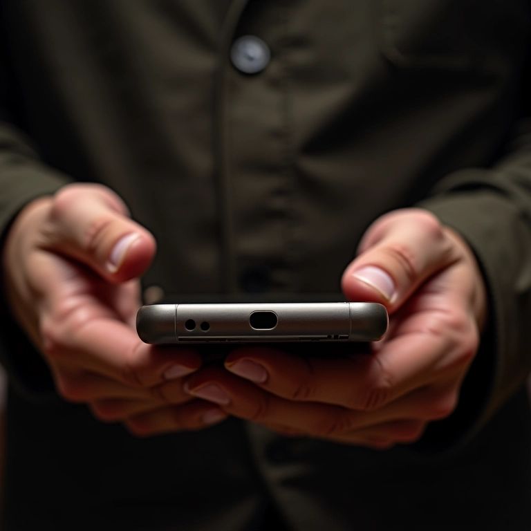 Close up das mãos de artesão usando hashtags em alta no smartphone.