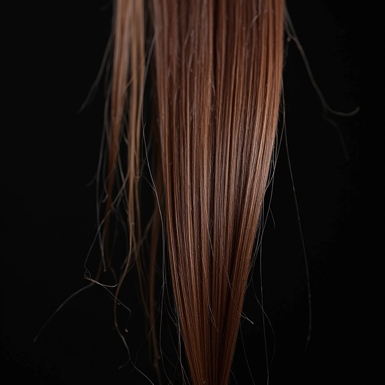 Close-up de pontas ressecadas e danificadas pelo calor.